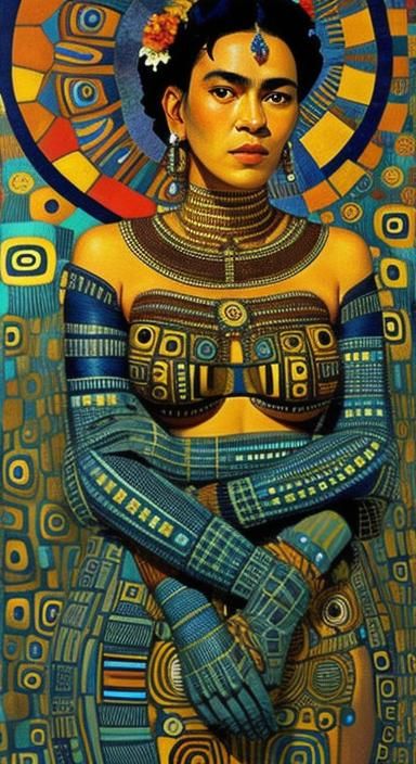 Bioluminescent Robot with Marigolds and Geometric Patterns