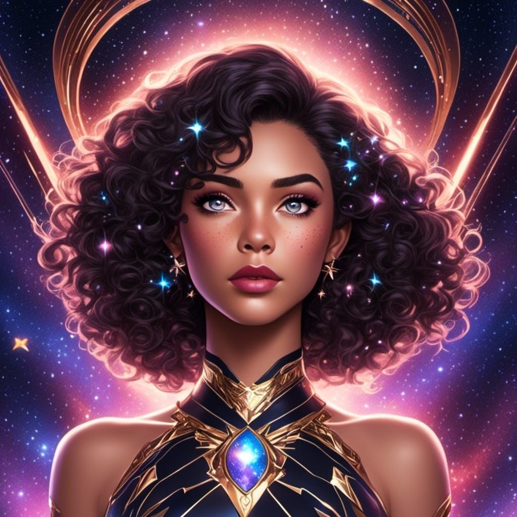 Cosmic Goddess Portrait in Detailed Fantasy Art Style