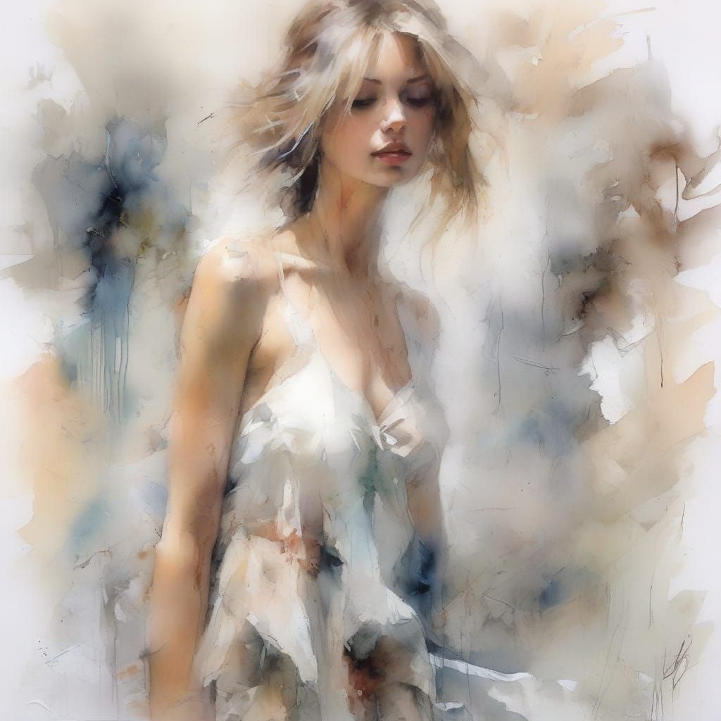 Dreamy Watercolour Portrait in Pastel Hues
