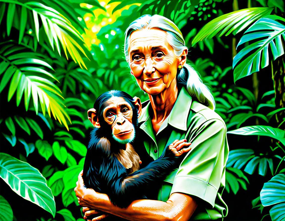 Jane Goodall Portrait, National Geographic Style