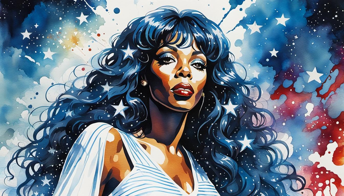 Donna Summer Pop Art Watercolor Portrait