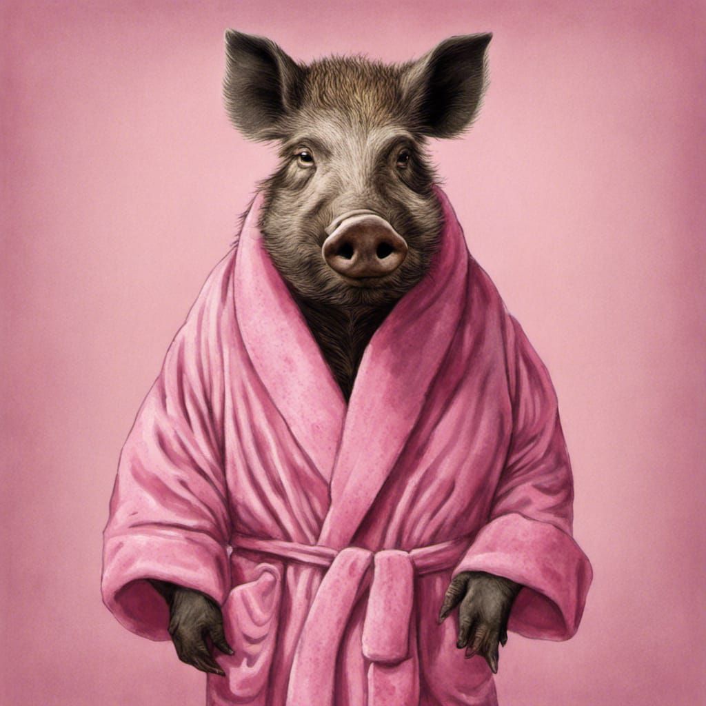 Wild Boar in Pink Dressing Gown