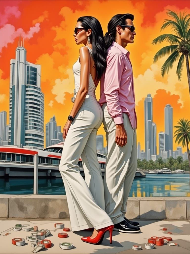 Con Artists in a 90's Miami Crime Drama