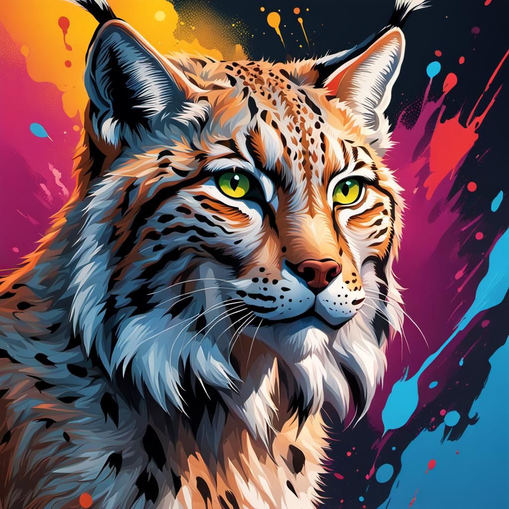 Hyperrealistic Lynx in Splash Art Style