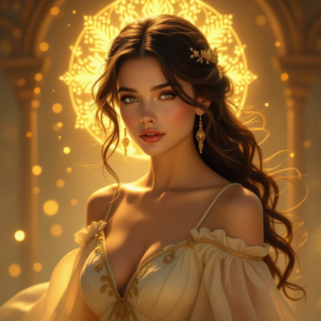 Serene Woman in Ethereal Golden Light