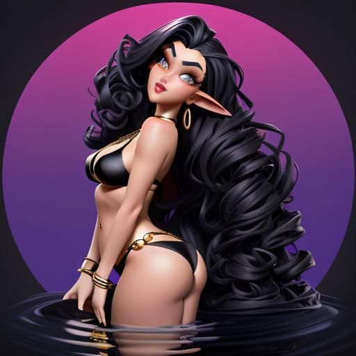 Sunrise Reflection: Curvy Woman in Garden Pool