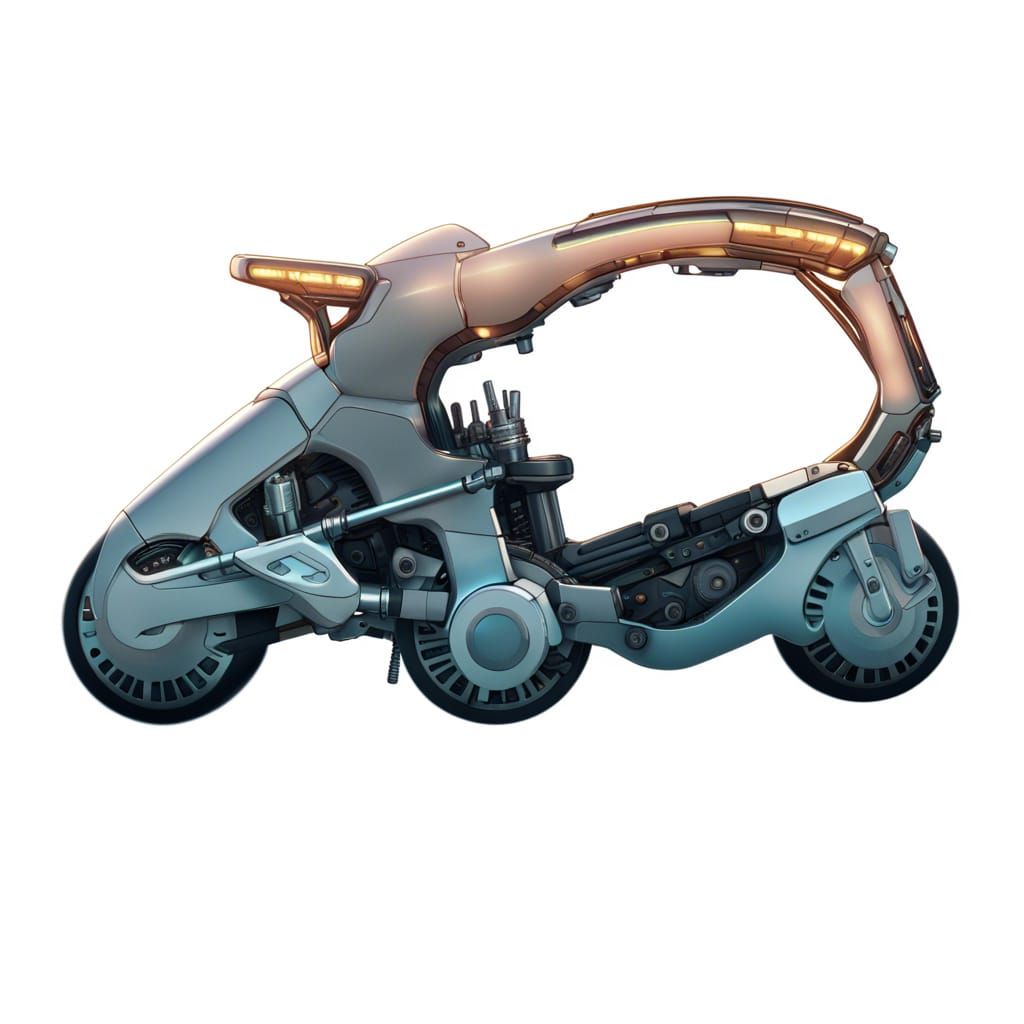 Cyberpunk Chopper Bike in Robotic Style