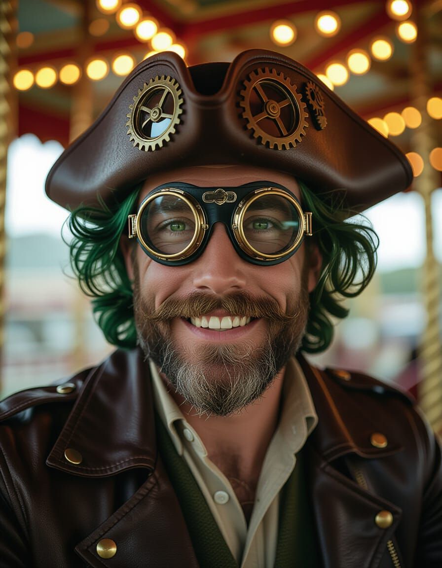 Steampunk Gentleman on Victorian Carousel