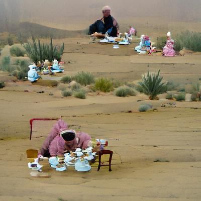 Desert Tea Party: A Whimsical Scene