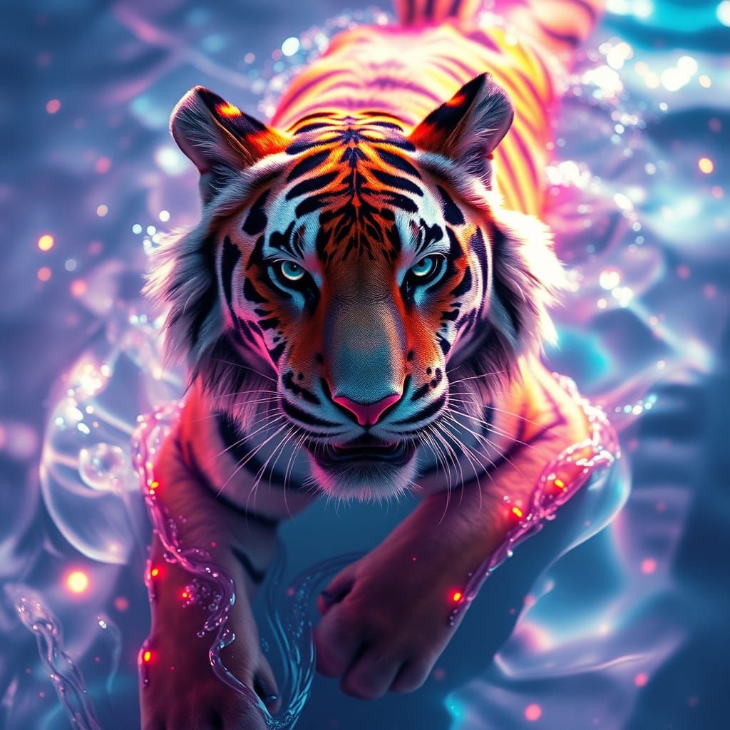 Magical swimming tiger