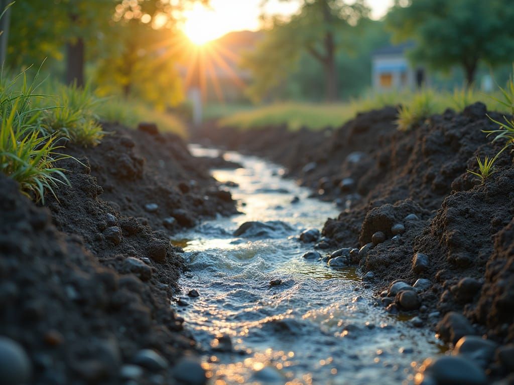 Construction Pit with Utility Lines in Photorealistic Style