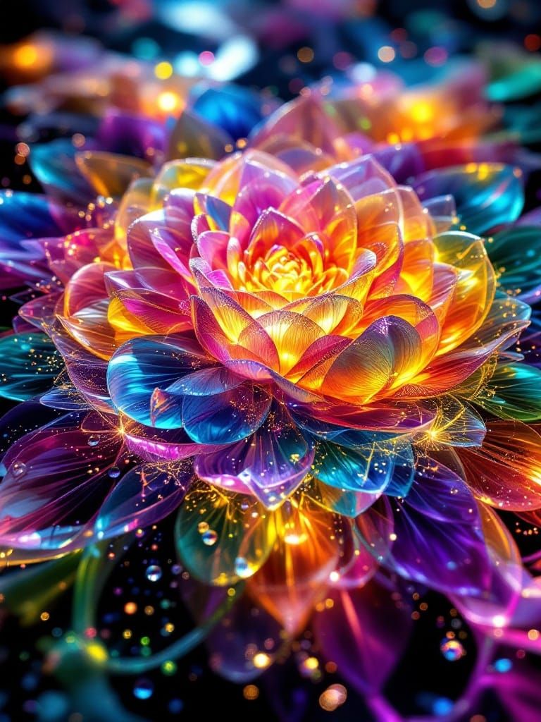 Symmetric Crystal Mandala in Vibrant Colors