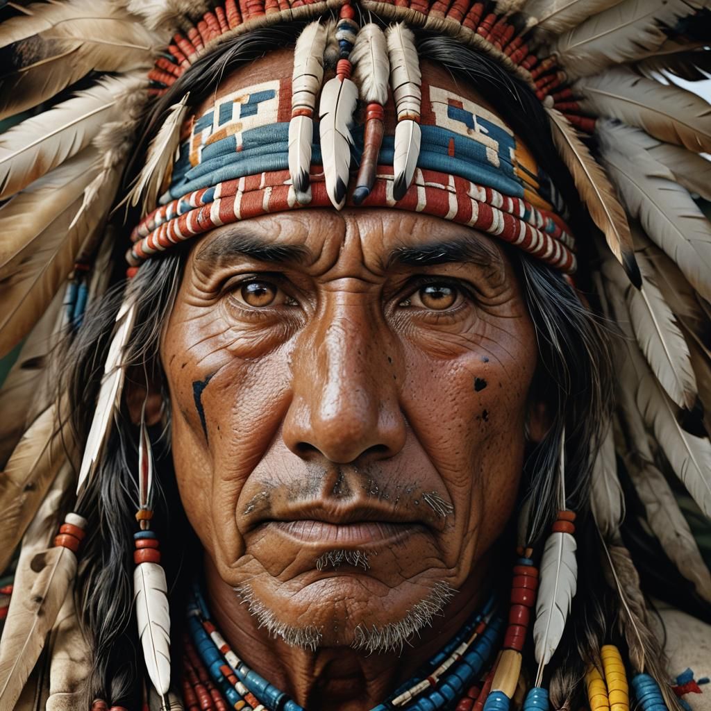 Professional Close-Up Portrait of Native American