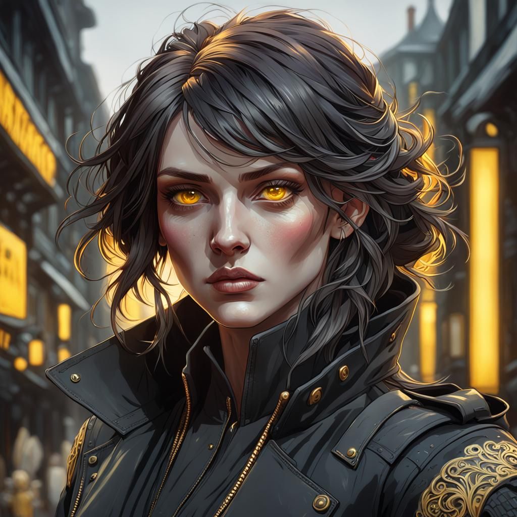 Welsh Woman with Yellow Eyes in Hyperdetailed Portrait