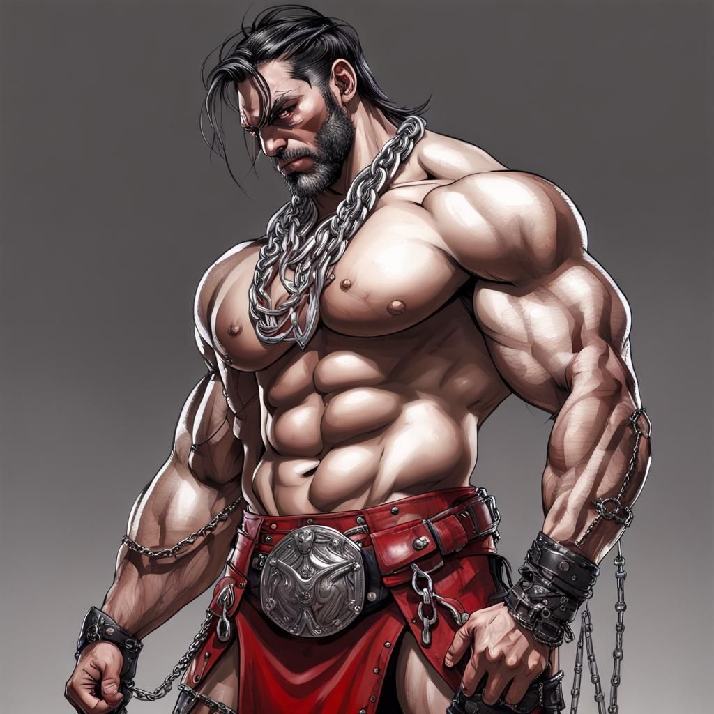 Anubis Masked Warrior in Leather Kilt