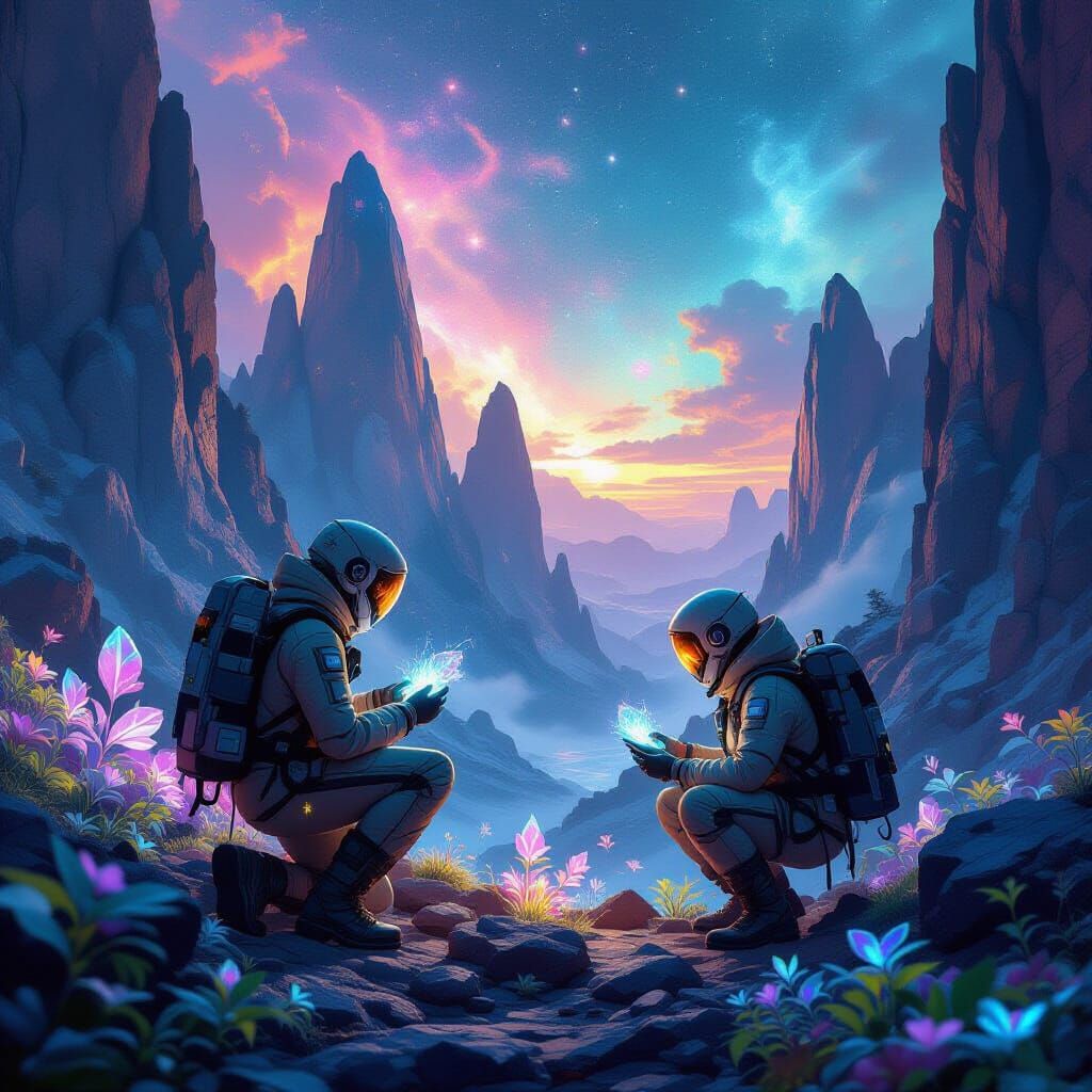 Intergalactic Botanists Explore Bioluminescent Alien Planet