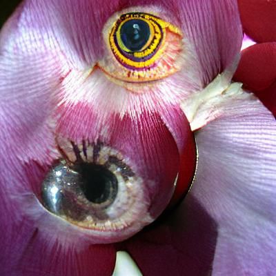 Eye with Pink Iris: A Striking Close-Up
