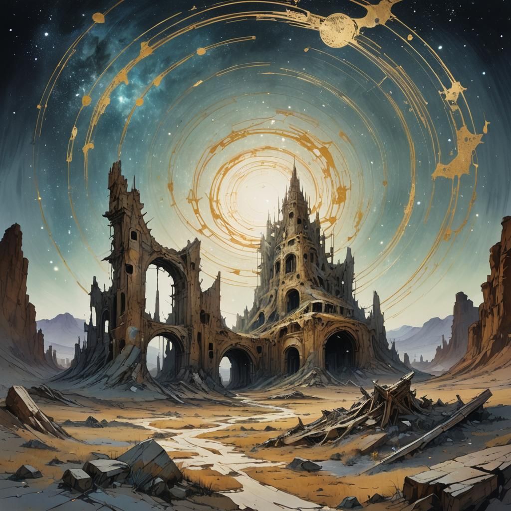 Arcane Ruins Landscape in Ethereal Style