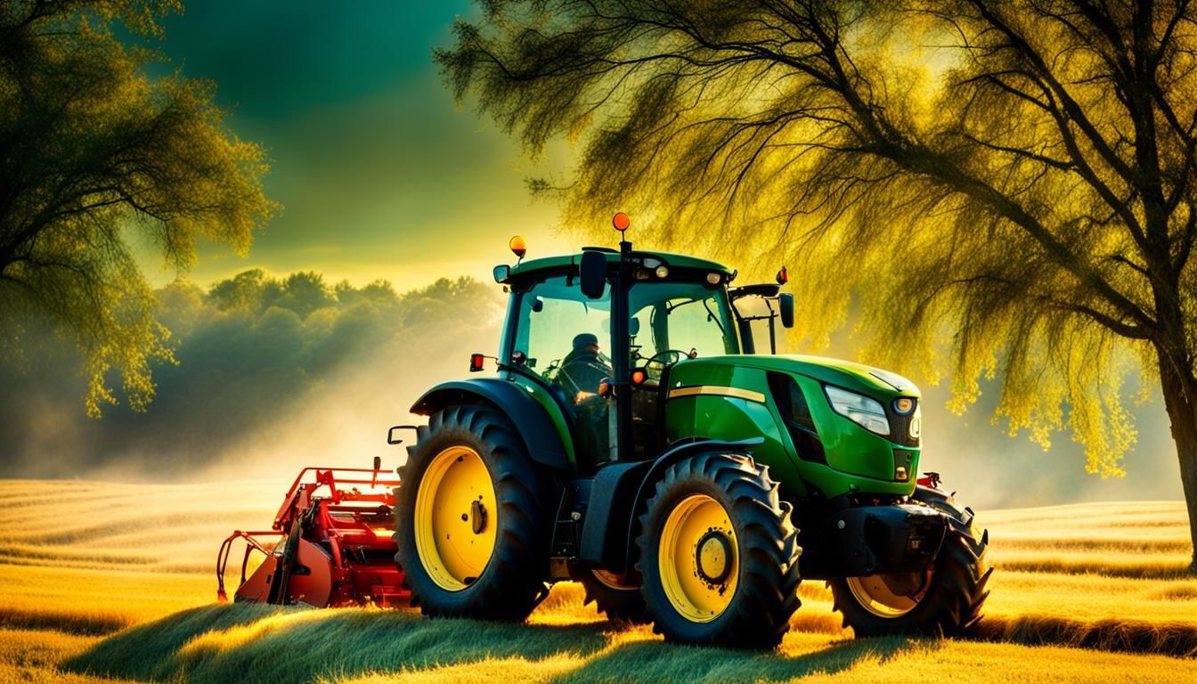 Hay Tractor Landscape in National Geographic Style