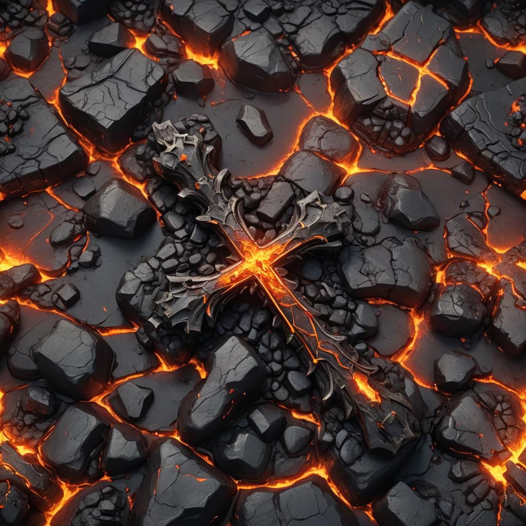 Fiery Cross on Lava: A Digital Matte Painting