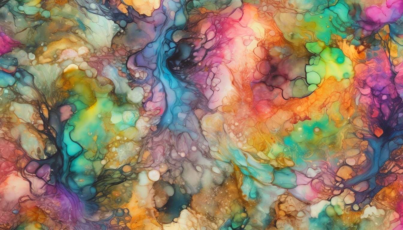 Abstract Fluorescent Alcohol Ink Design with Depth