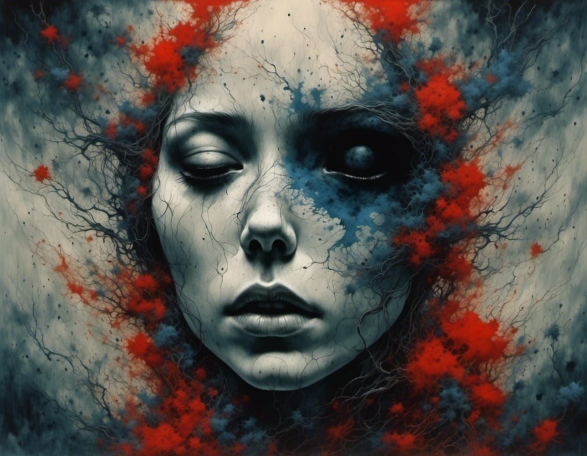 Horrifying Dystopian Portrait in Beksiński Style