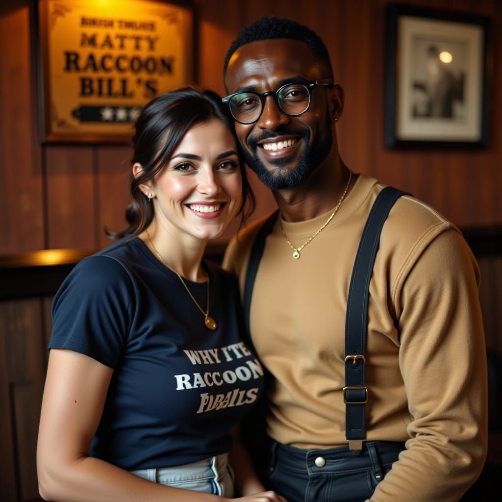 Joyful Couple Poses in Warm, Realistic Photograph