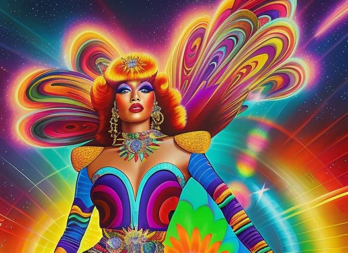 Funky Disco Chicken in Retro Psychedelic Style