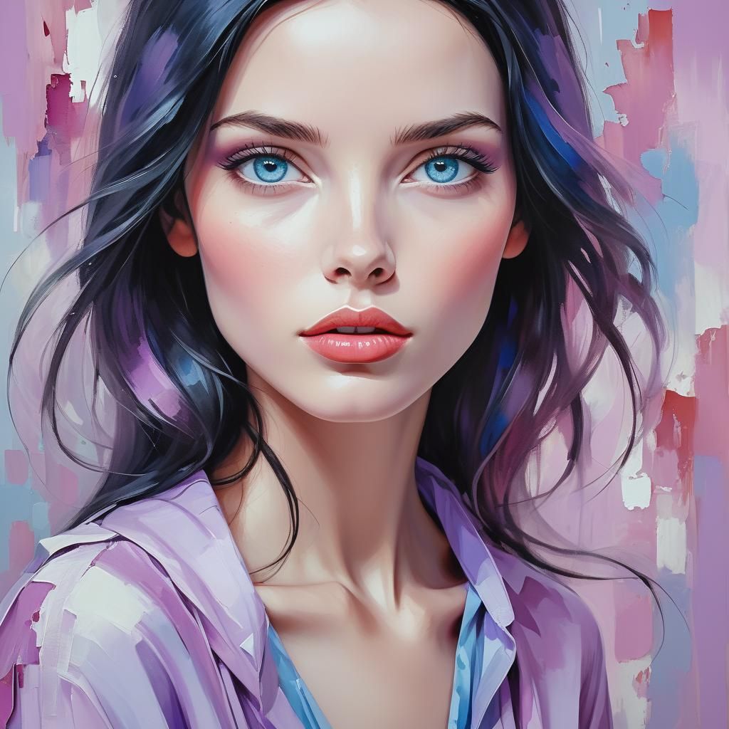 Beautiful Woman Portrait in Abstract Art Style