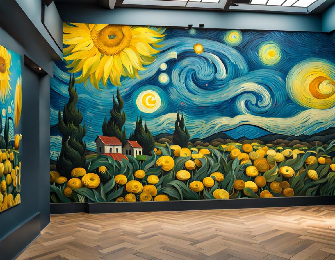Banksy Graffiti Meets Van Gogh Mural Art