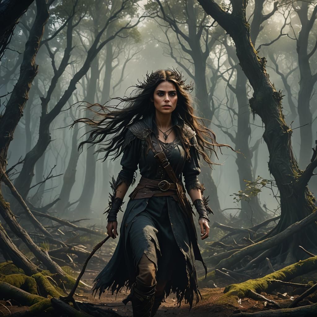 Girl Walks Through Cursed Forest: Matte Painting