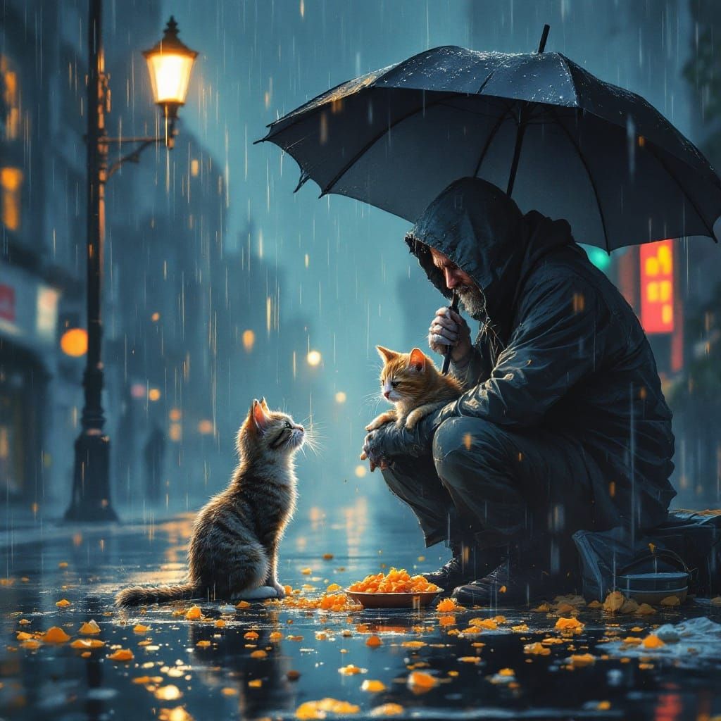 A Heartwarming Moment of Empathy in Rainy Streets