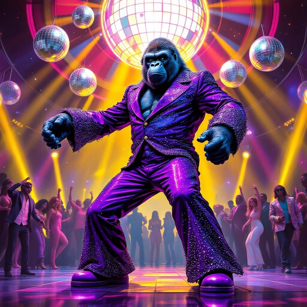 Glamorous Disco Gorilla Strikes a Pose
