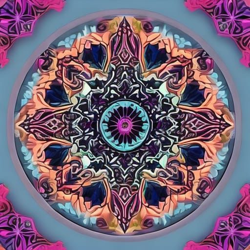Kaleidoscopic Butterfly Mandala in Cyberpunk Art Nouveau Sty...