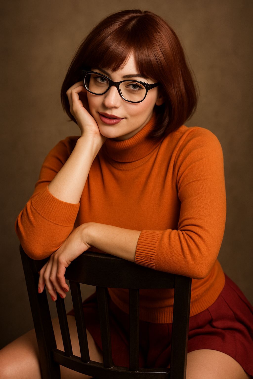Flirty Velma from Scooby-Doo Sits Backwards on Chair