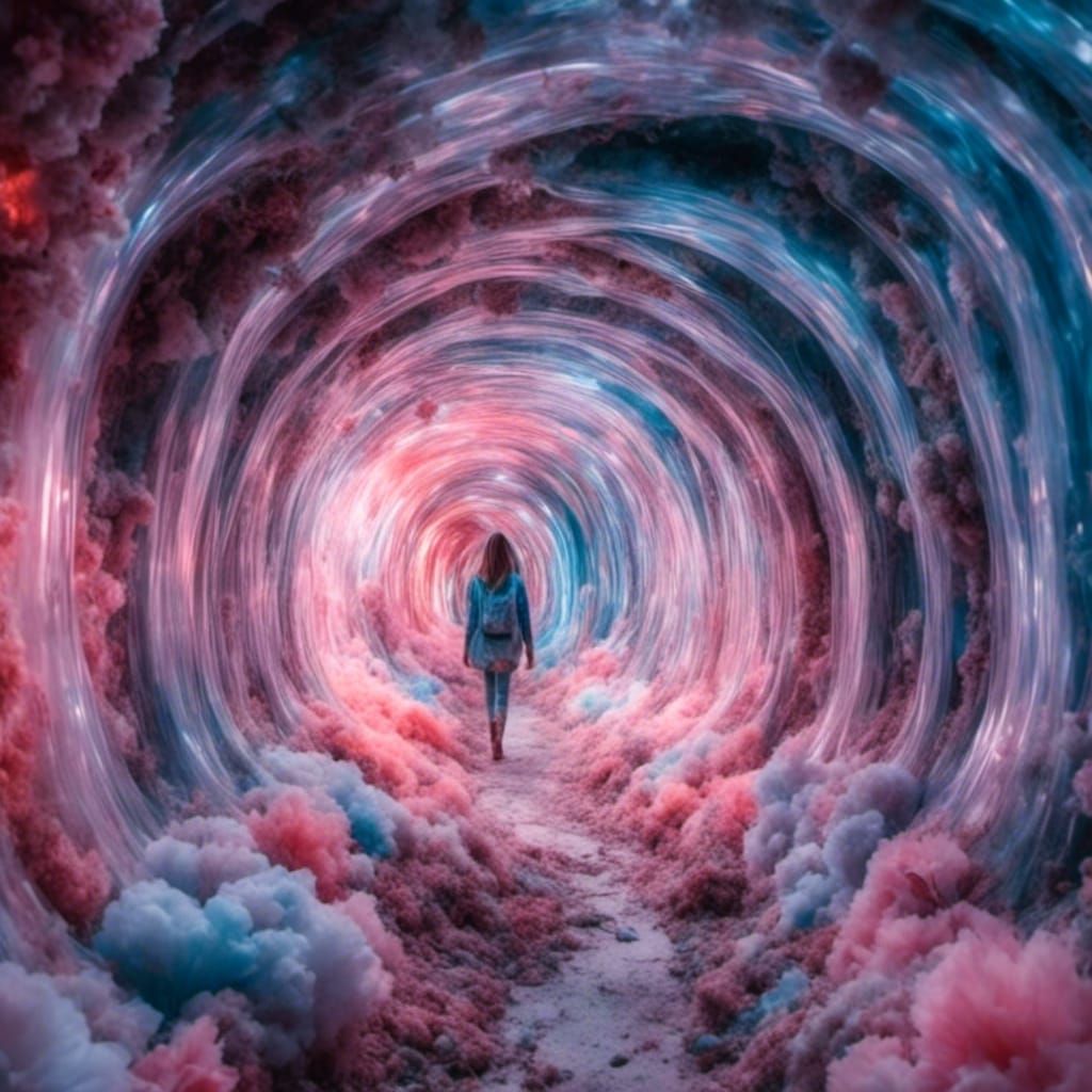 Psychedelic Neon Tunnel in Macabre Glass Style