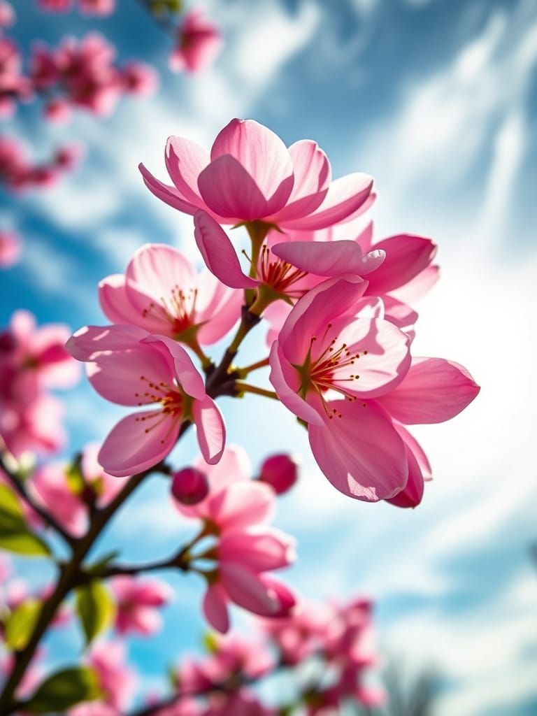 Delicate Pink Apple Blossoms in Vibrant Bloom
