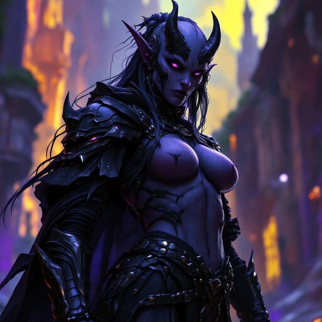 Heroic Drow Warrior in Dark Fantasy Style