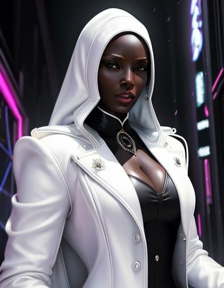 Superhuman Woman in Luminous Evening Wear