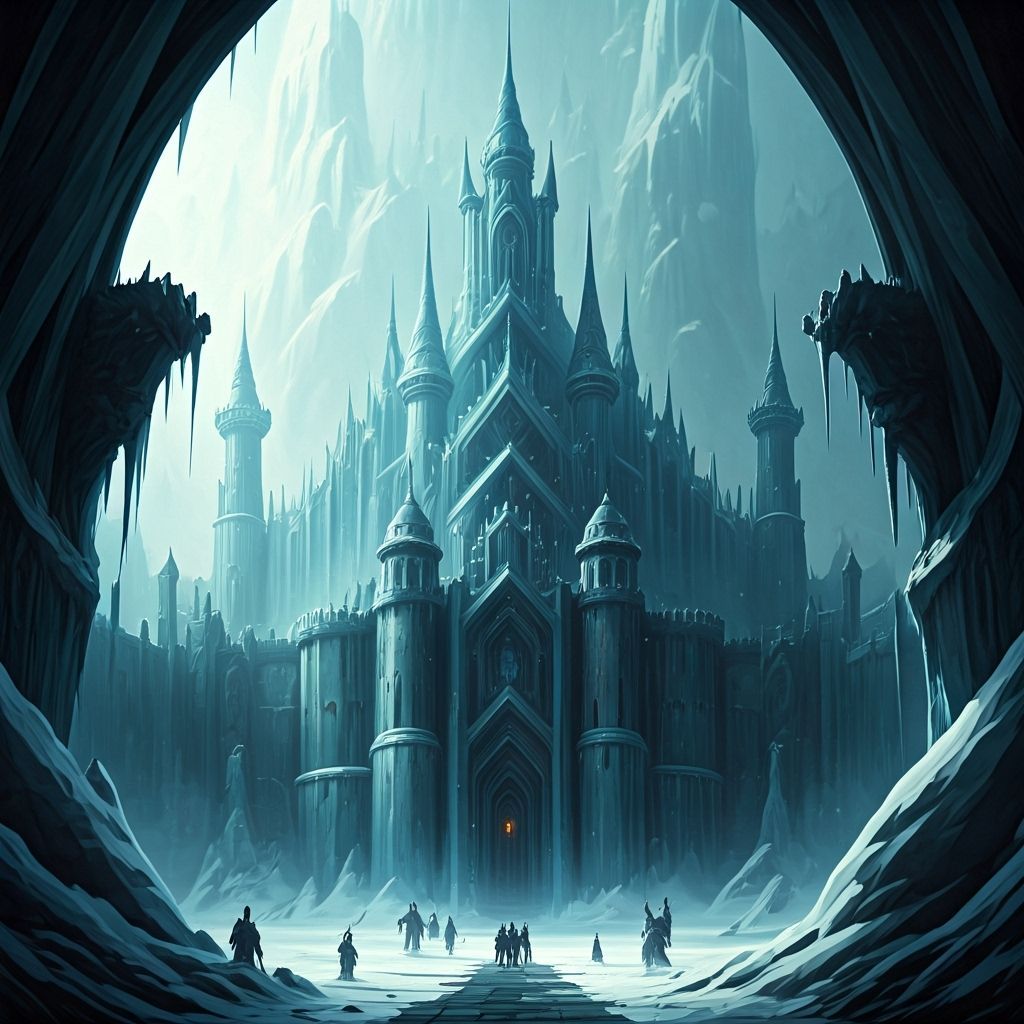 Frost Giant Fortress in Woodcut Style