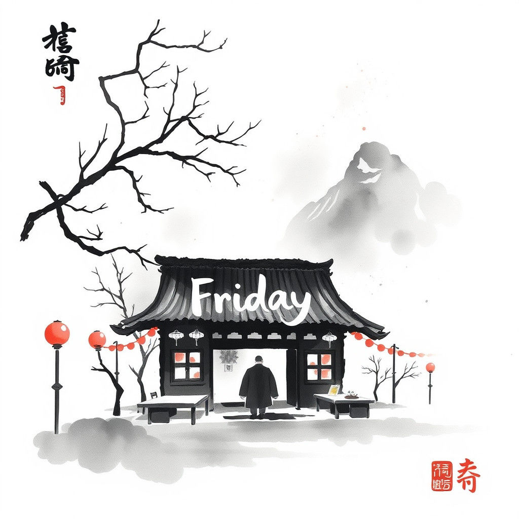 Black Friday in Chinese Watercolor Style