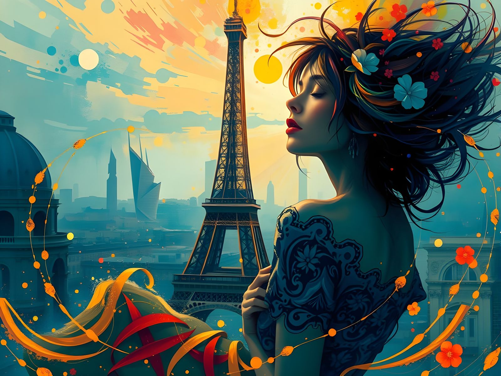 Romantic Surreal Parisian Dreamscape