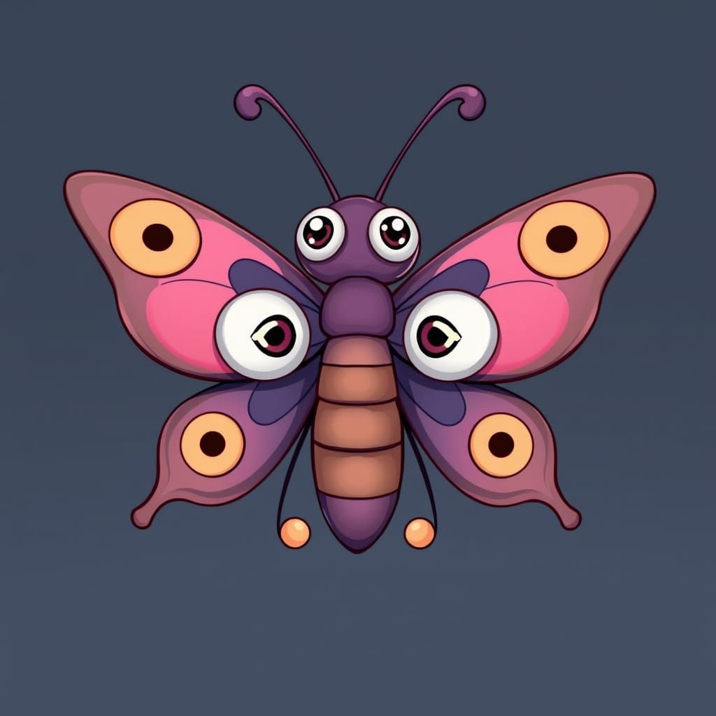 Cross-Eyed Butterfly Cartoon