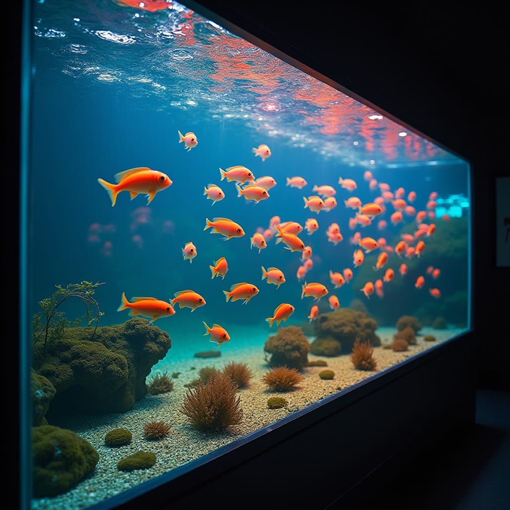 Neonfish Symphony in Glass Piano Aquarium