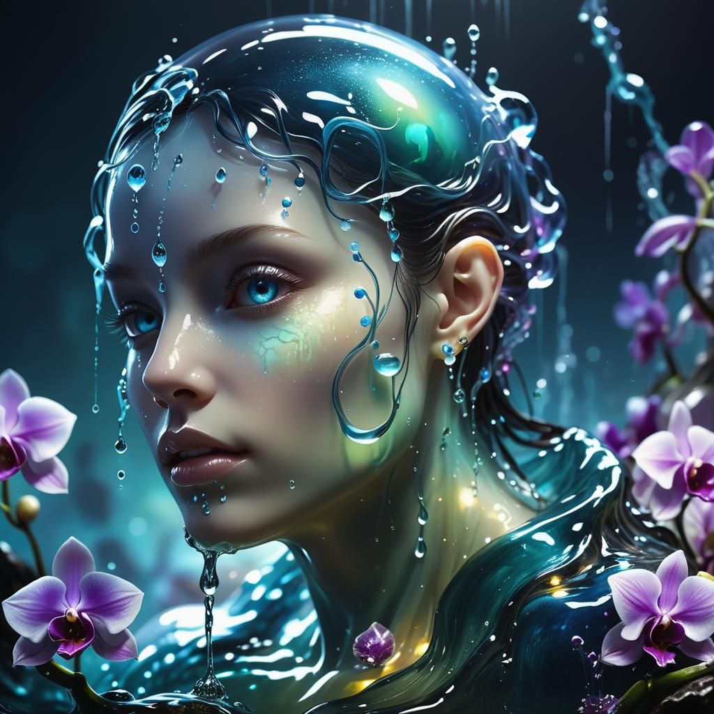 Liquid Water Elemental in Ethereal Fantasy Art