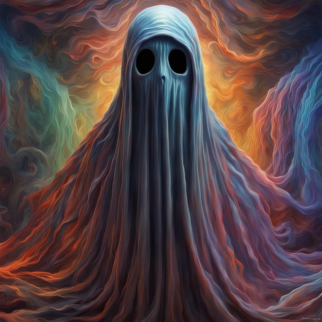 Fantasy Ghost in Futuristic Chromatic Waves