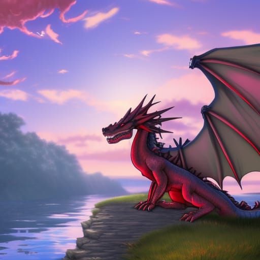 Anime Dragon by River in Deep Color