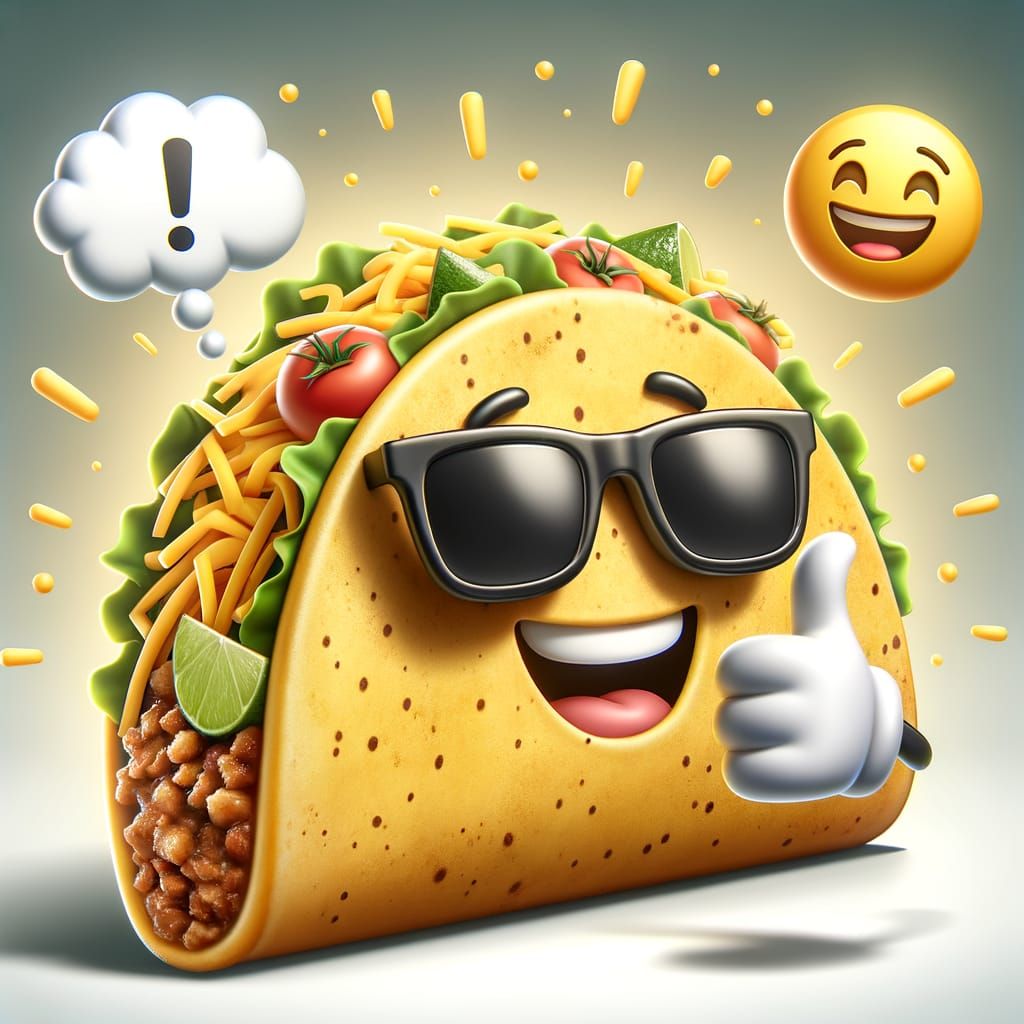 Happy Cartoon Taco with Sunglasses