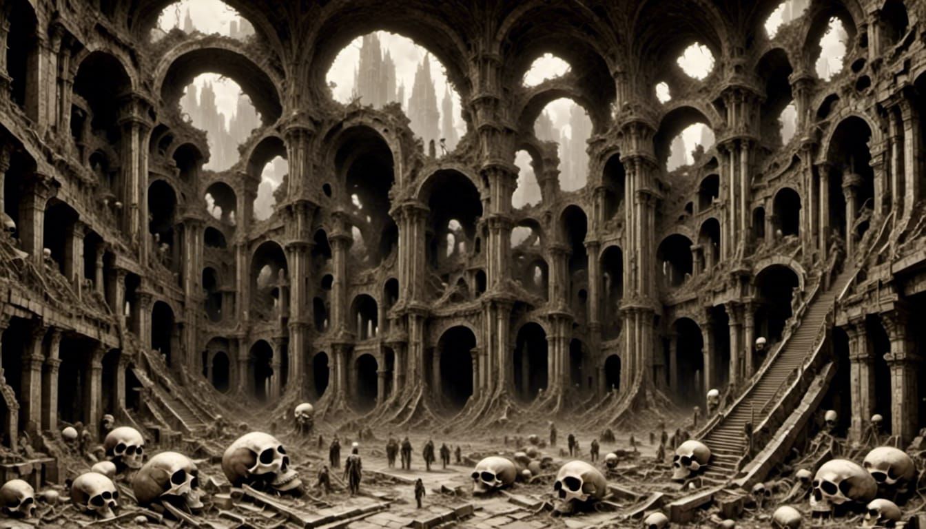 Bioluminescent Biomechanical Ossuary in Giger Style