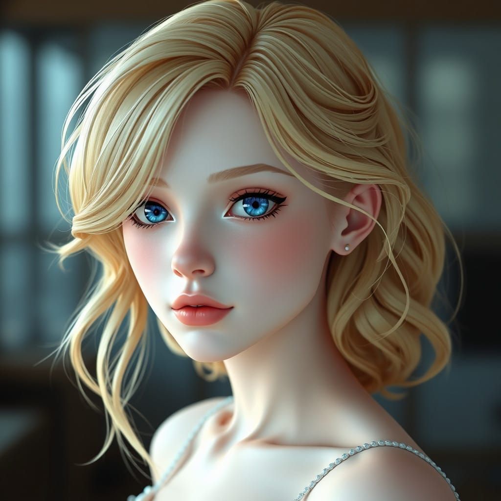 Elegant Swedish Goddess in Vibrant Anime Style